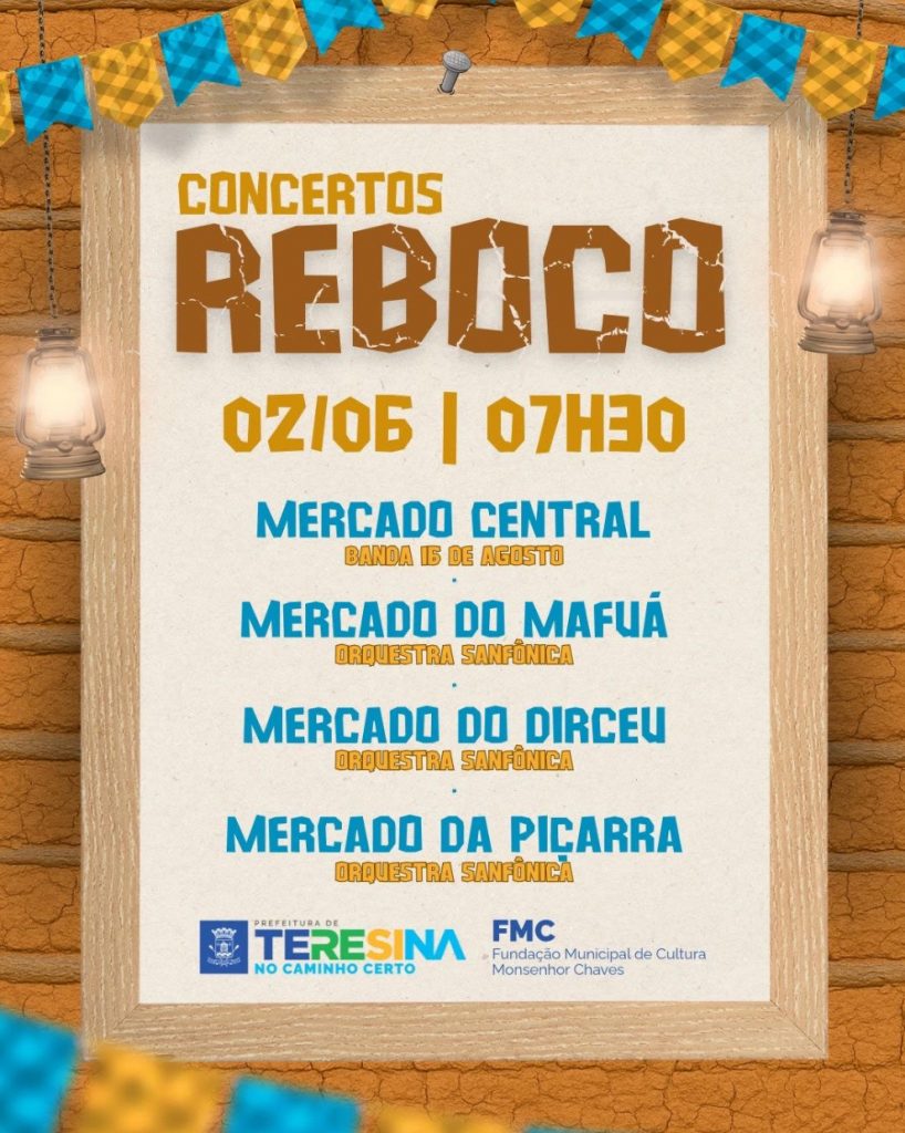 Concertos Reboco” leva música aos mercados de Teresina e abre programação junina